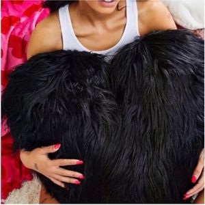 Midnight Shag Heart Pillow